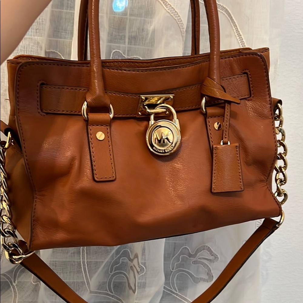 Michael Kors Brown Leather Tote Hamilton bag